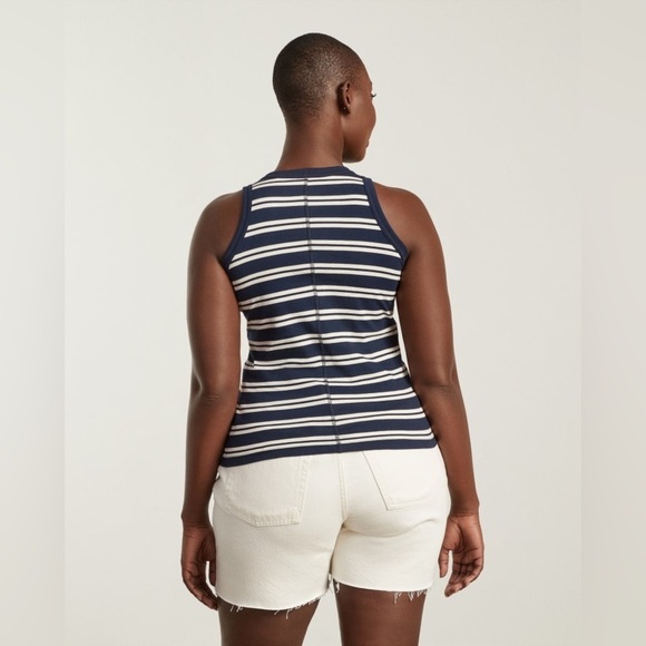 NWT Everlane The Tank Essential Cotton Striped Navy White Size XS Extra Small - Picture 3 of 7